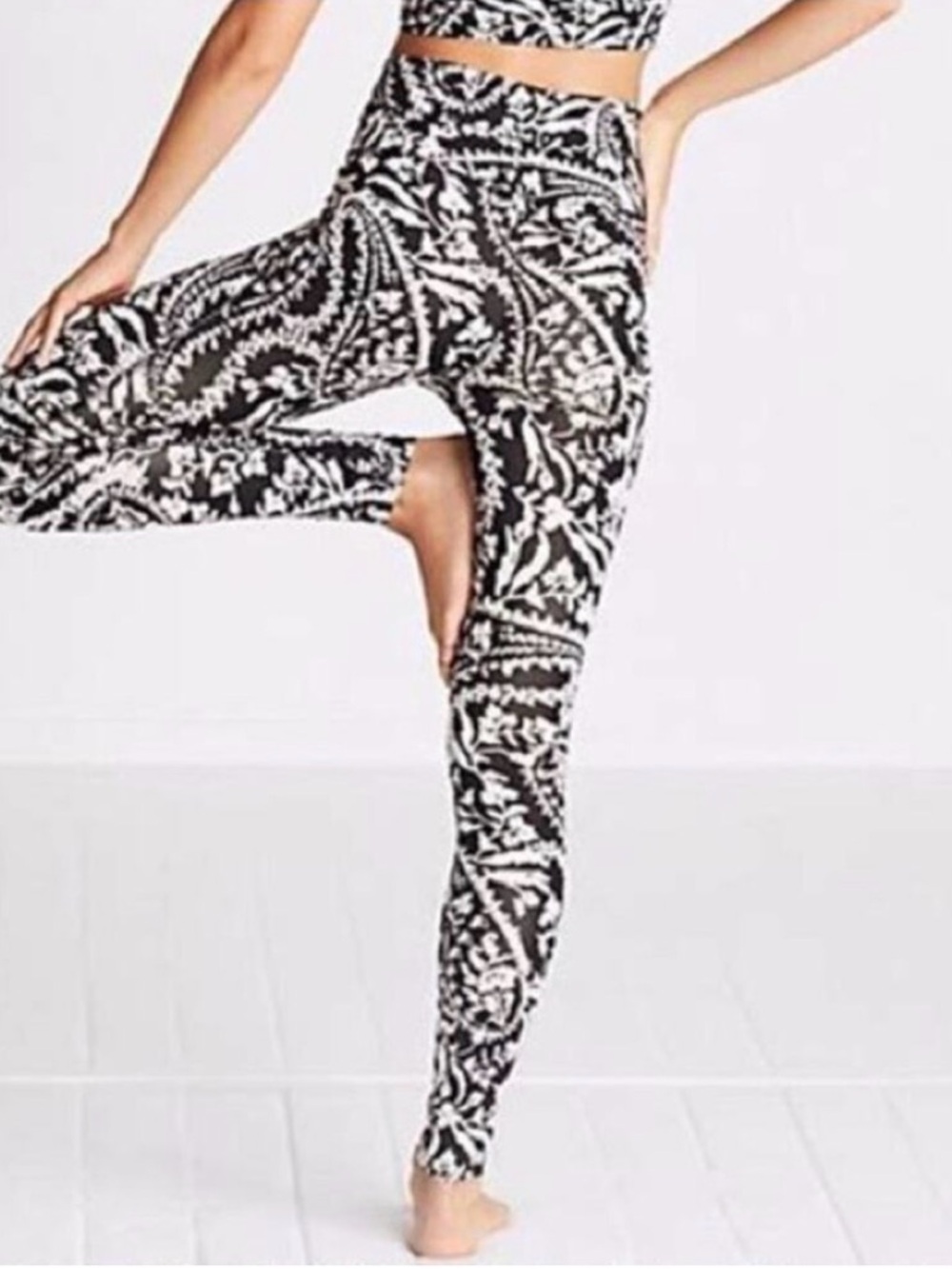 FP Movement by Free People City Slicker Black & White Paisley HighWaist Leggings